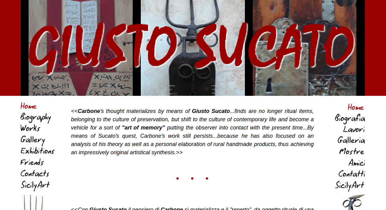 
	<b>Personal Website</b><br>
	<b>Client</b>: Giusto Sucato<br>
	<b>Services</b>: Graphic, Contents<br>
	<b>Technologies used</b>: HTML, PHP, JavaScript, Flash
	
			<div><b>Technologies used:</b> HTML, Javascript, PHP, Flash</div>